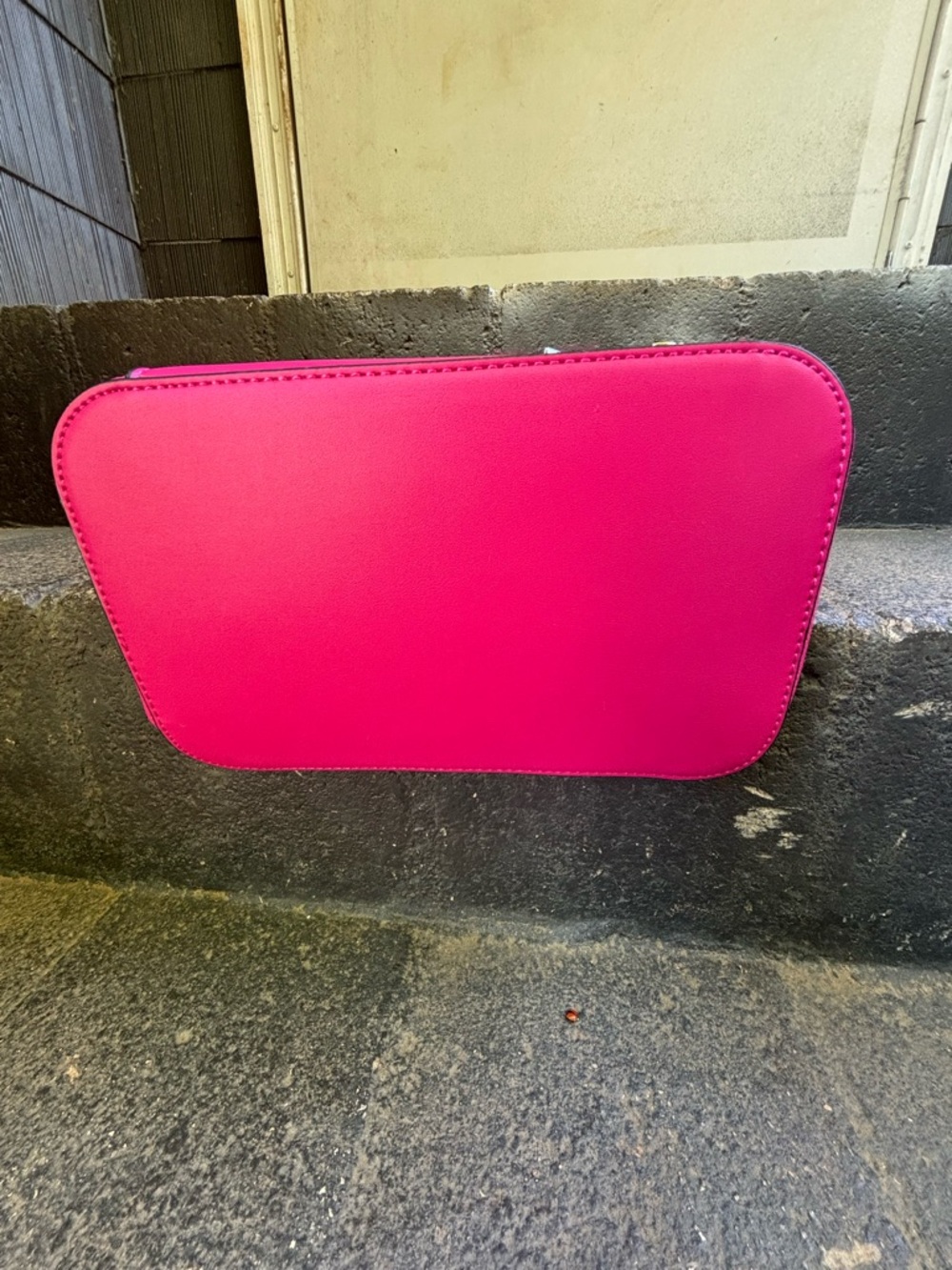 Karl Lagerfeld Hot Pink Pebbled Leather Bucket Bag with Branded Strap - Picture 5 of 5